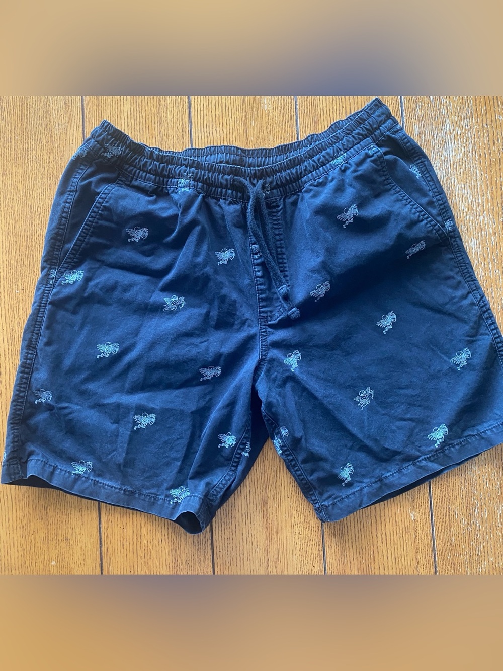 Vans Men Navy Blue Swim Shorts with Light Blue Embroidery